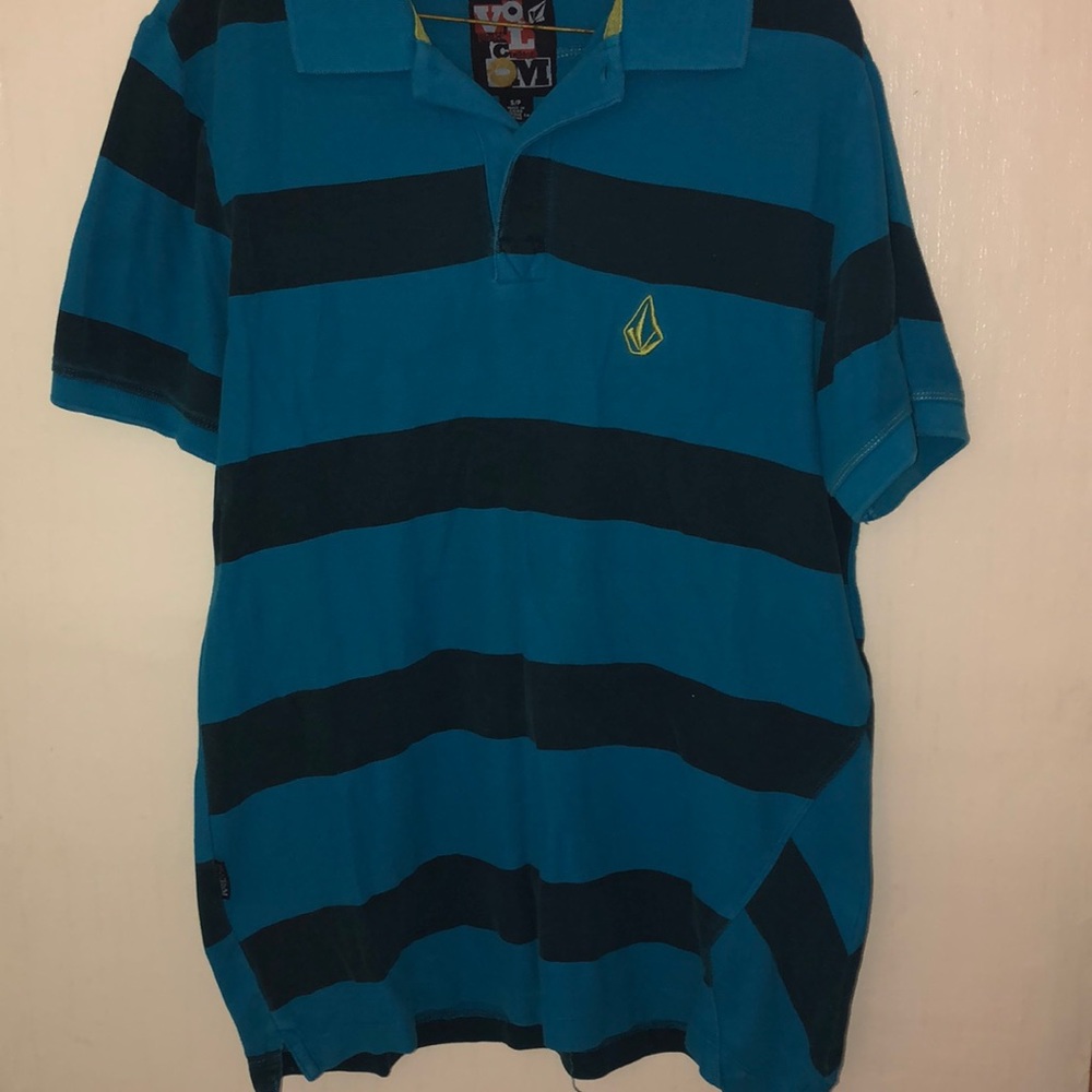 Blue and Navy Blue Striped Button Up